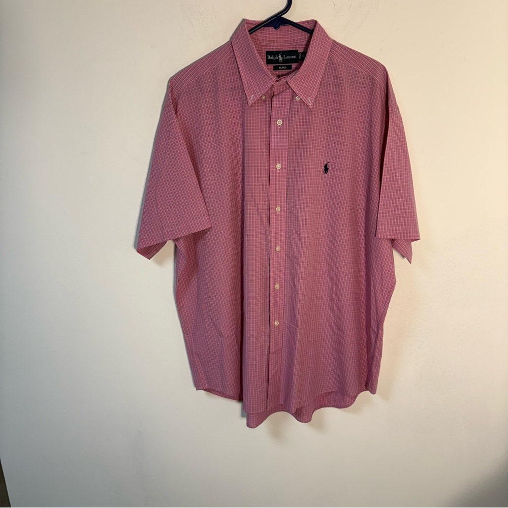Ralph Lauren Men's Blake Pink Check Short Sleeve Shirt XL